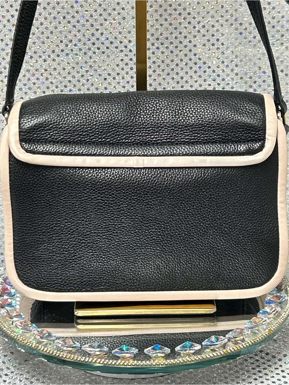 kate spade Black & Cream Pebbled Leather Crossbody Shoulder Bag Approx. 9.5x7x4 - Picture 2 of 16